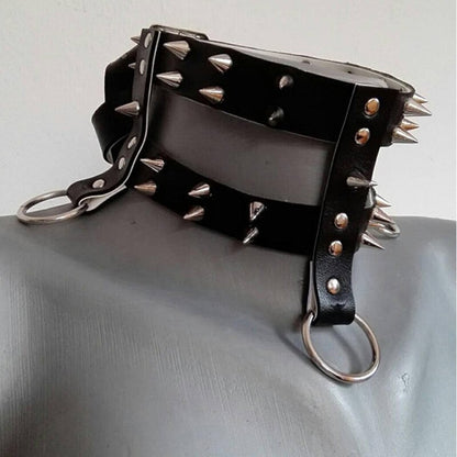 Leather Spiked Collar O Ring Collar