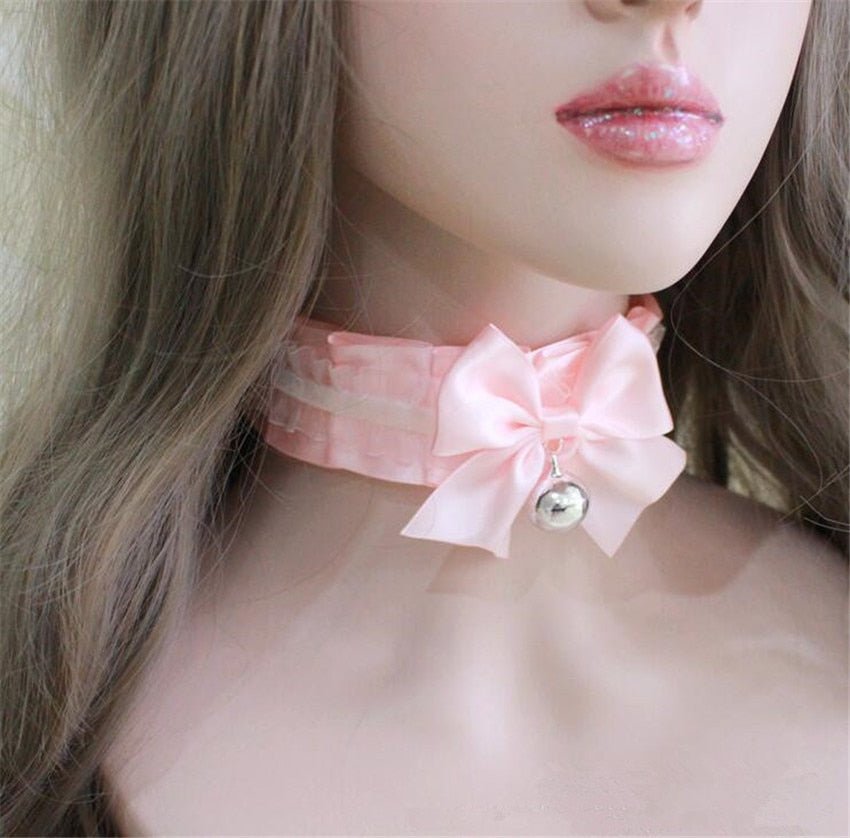 Pink Petplay Lolita Collar with Bowknot Bell
