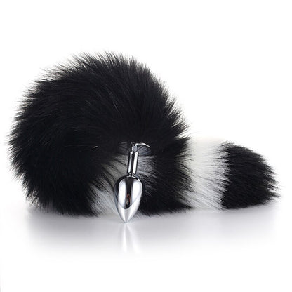 Kawaii Pink & Black Anal Tail (28 Colors) Black White