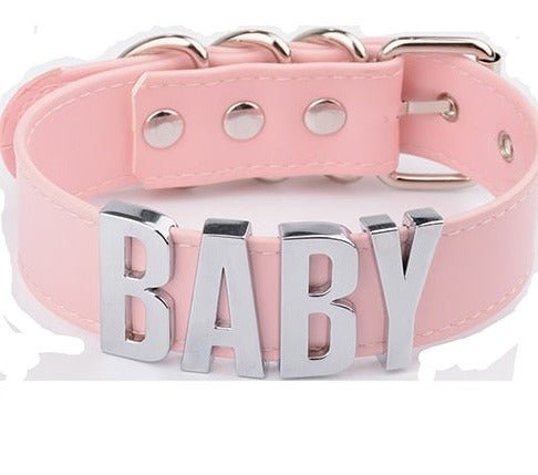 Kawaii 'Baby' Leather Collar Gold-color