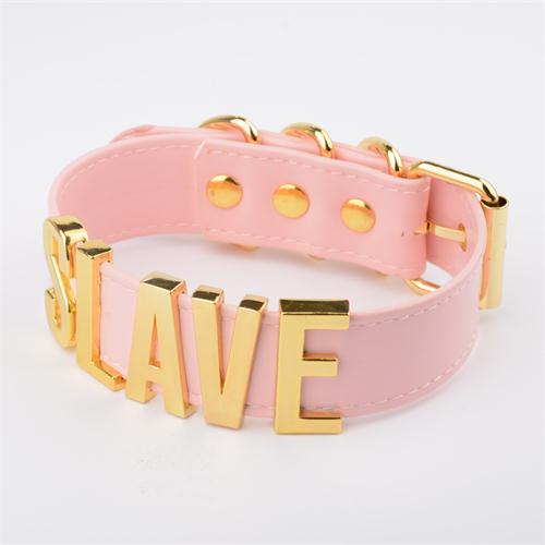 Pastel Pink 'Slave' Collar Pink Gold