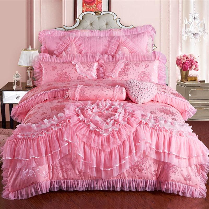 Pink Lace Princess Luxury Bedding Set