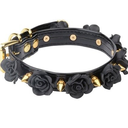 Pastel Goth Spiked Rose Collar (Colors) Gold-color