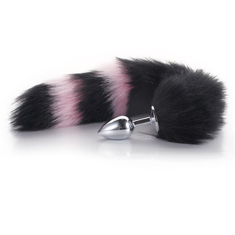 Kawaii Pink & Black Anal Tail (28 Colors) Black Pink-02