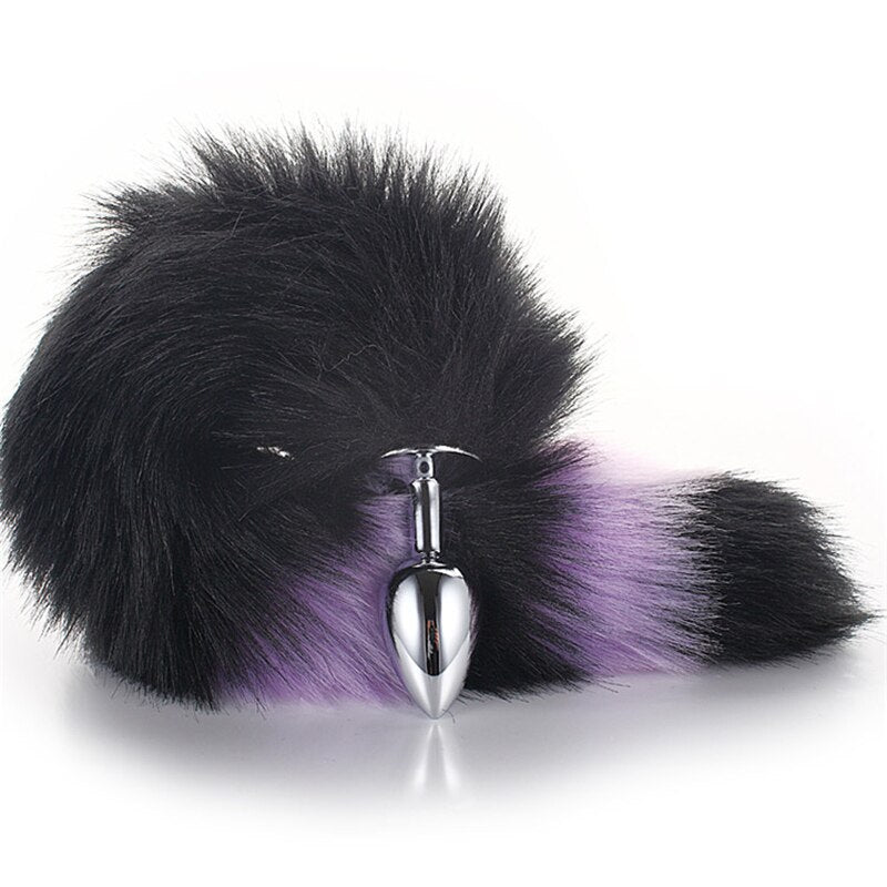 Kawaii Pink & Black Anal Tail (28 Colors) Black Purple