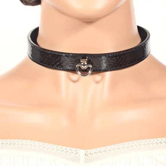 Snake Black Leather BDSM Collar