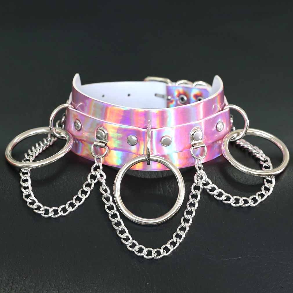 Sexy Luminous Metallic Collar style2 pink