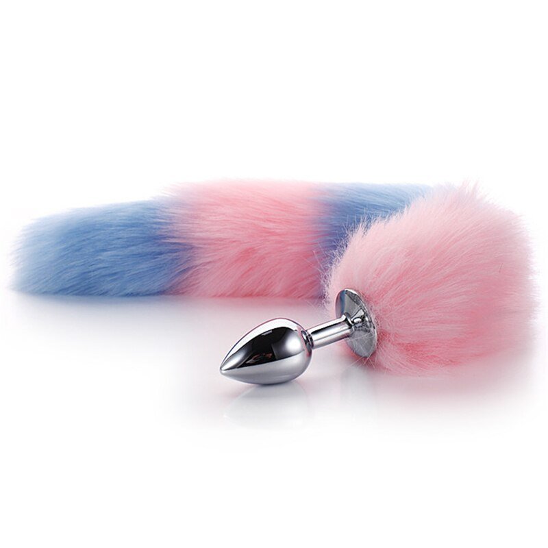 Kawaii Pink & Black Anal Tail (28 Colors) Pink Blue