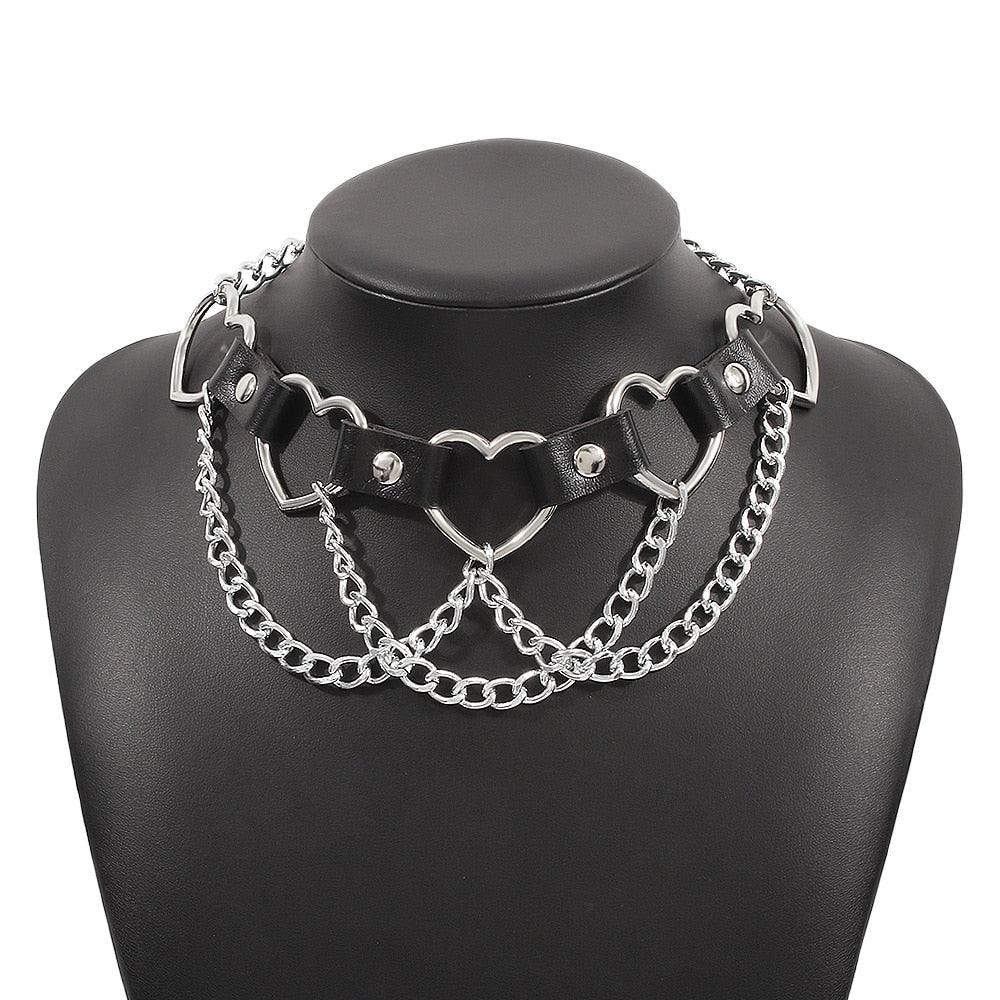Sexy PU Chains Tassel Collar Silver Chain