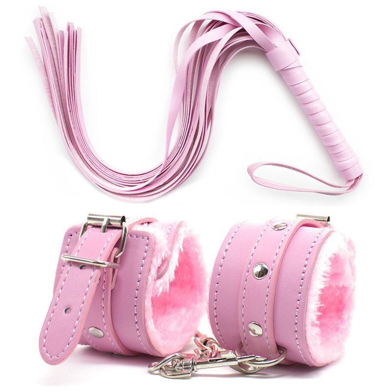 Pink Erotic Restraints With Flogger 2pcs pink