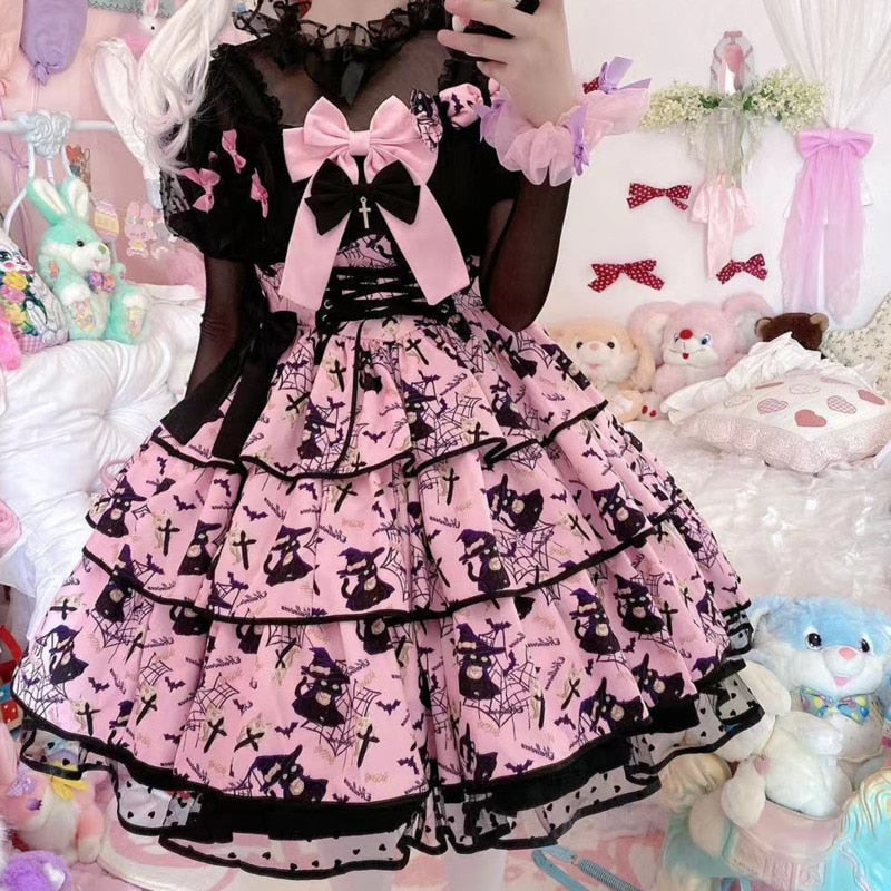 Pretty Pastel Goth Lolita Dress (Colors) Pink