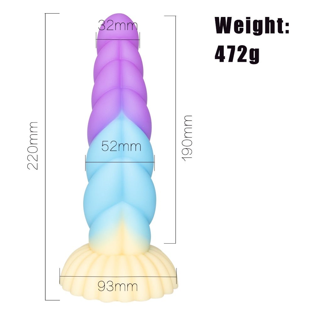Luminous Dildo Soft Silicone Suction Cup L Purple blue 22cm