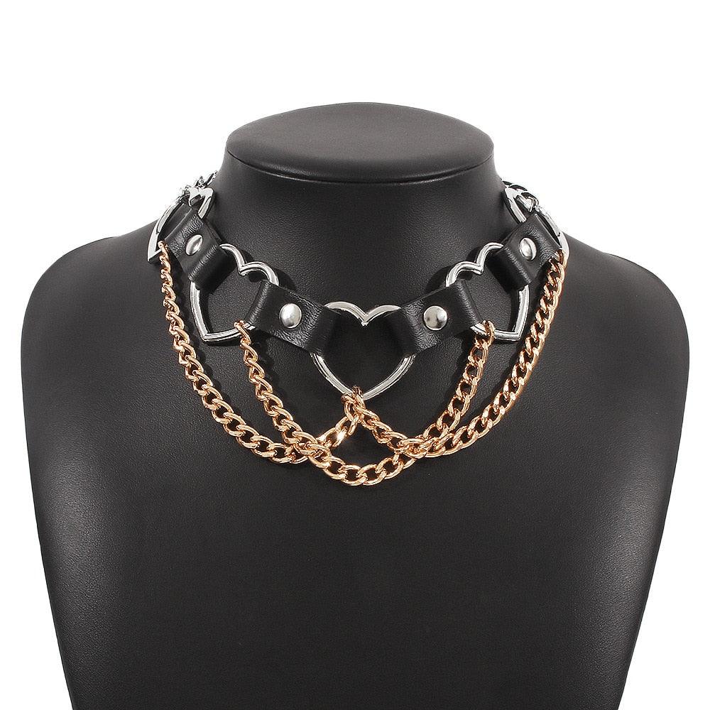 Sexy PU Chains Tassel Collar Gold Chain