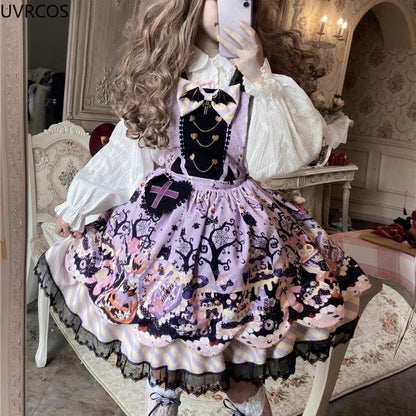 Victorian Pastel Goth Lolita Dress C Shirt and Dress One Size