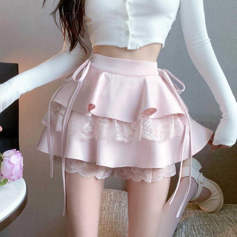 Kawaii Pink Ruffle Mini Skirt