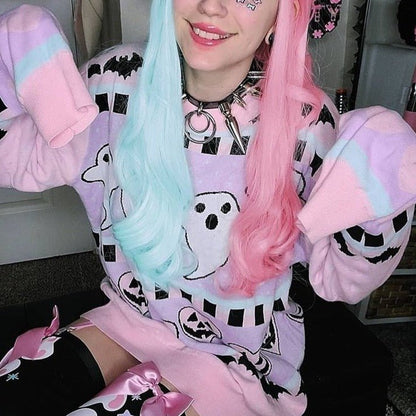 Kawaii Ghost Pastel Goth Knitted Sweater Default Title