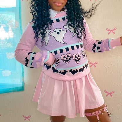 Kawaii Ghost Pastel Goth Knitted Sweater