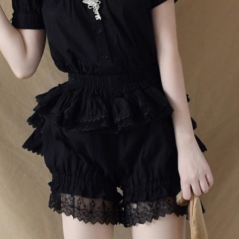Victorian Gothic Lolita Shorts Lace Ruffles