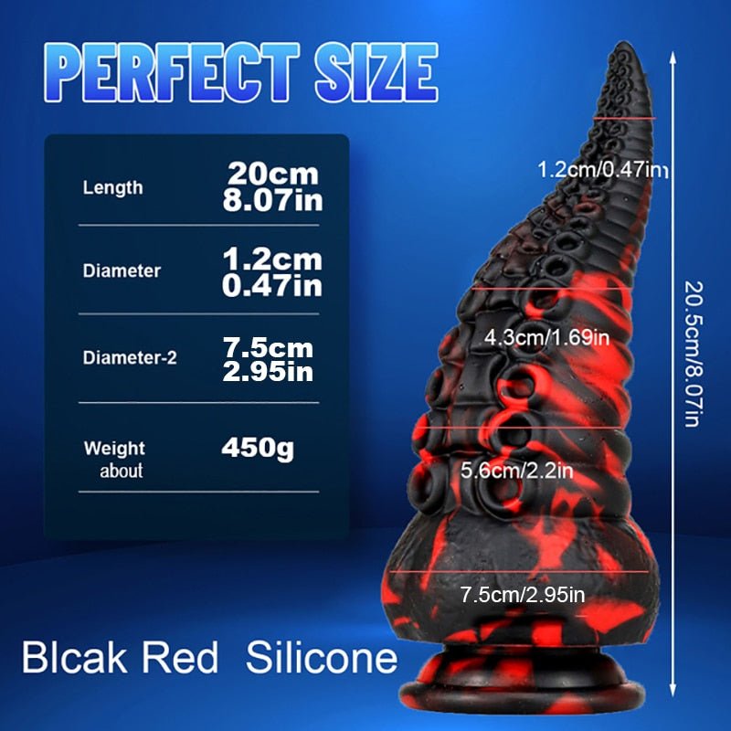 Large Silicone Tentacle Dildo (Colors) Silicone Black red