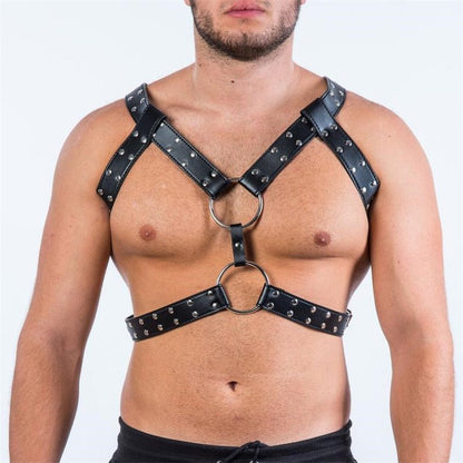 Leather Chest Harness Gray