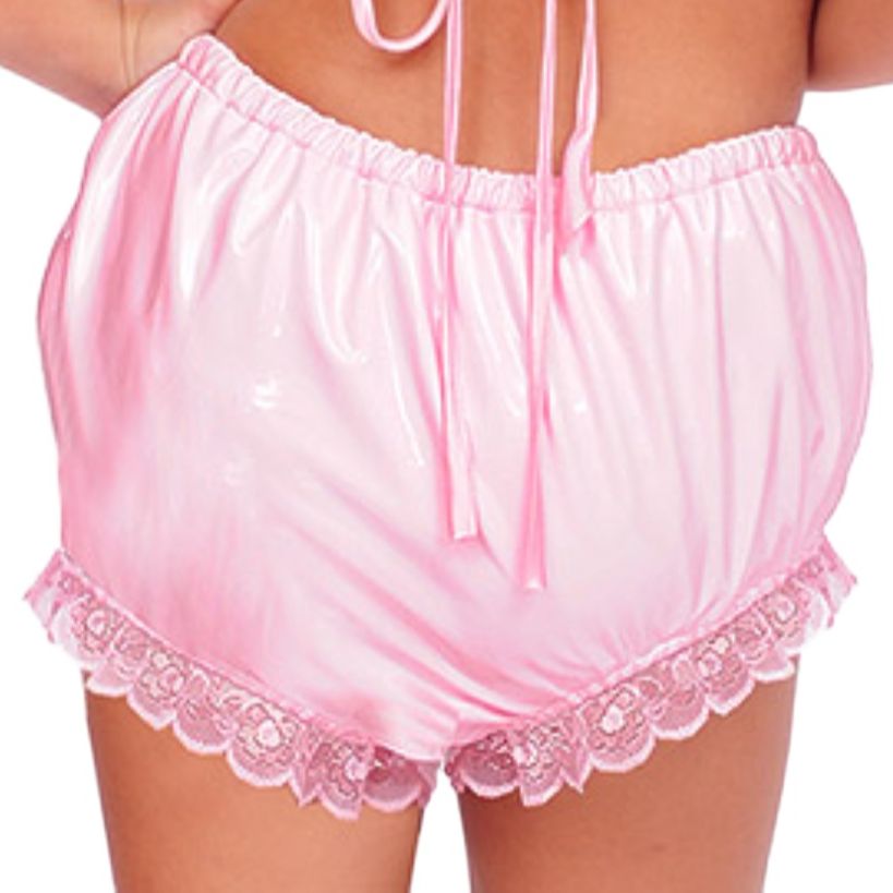 Sweet Pink PVC Satin Bow Lined Shorts
