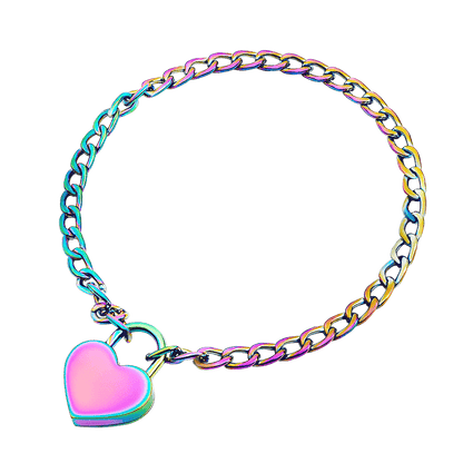 Rainbow Metal Lock Collar + Key (Colors) Rainbow