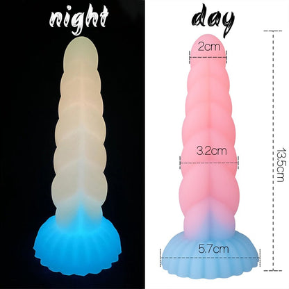Luminous Dildo Soft Silicone Suction Cup S Pink 13.5cm