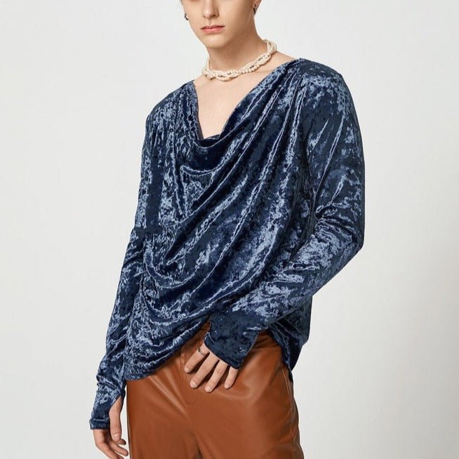 Velour Solid Color V Neck Casual Top (Colors)