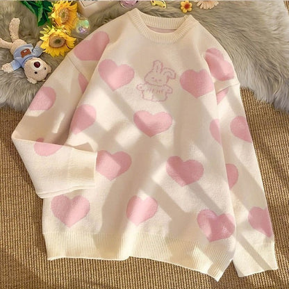 Soft Pink Cute Sweet Bunny Sweater Pink