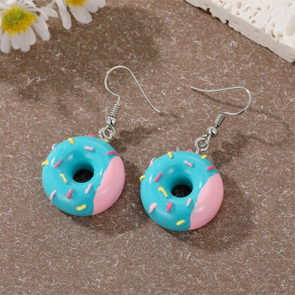 Sweet Donut Drop Earrings Blue lan tianquan