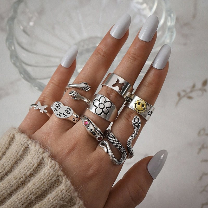 Silver Gothic Ring Set 6064