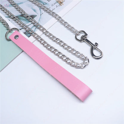 Sexy Pink Leather Stainless Steel Leash style 4