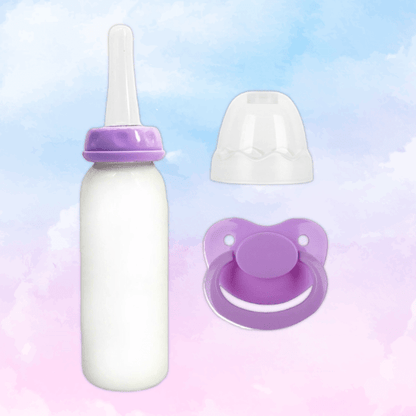 Purple Adult Pacifier + Adult Bottle Set