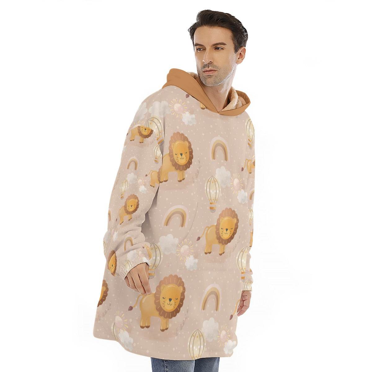 Cute Lion Unisex Fleece Hoodie Blanket - Puppy's Aesthetics