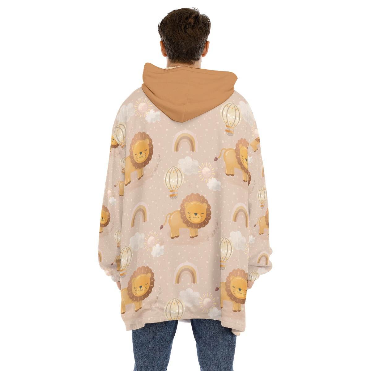 Cute Lion Unisex Fleece Hoodie Blanket - Puppy's Aesthetics