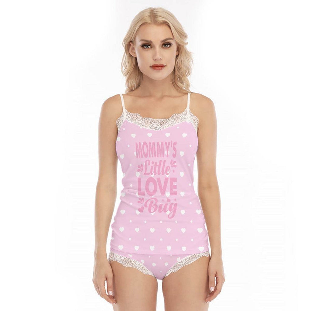 'Mommy's Little Love Bug' Pink Cami Lace Pajamas - Puppy's Aesthetics