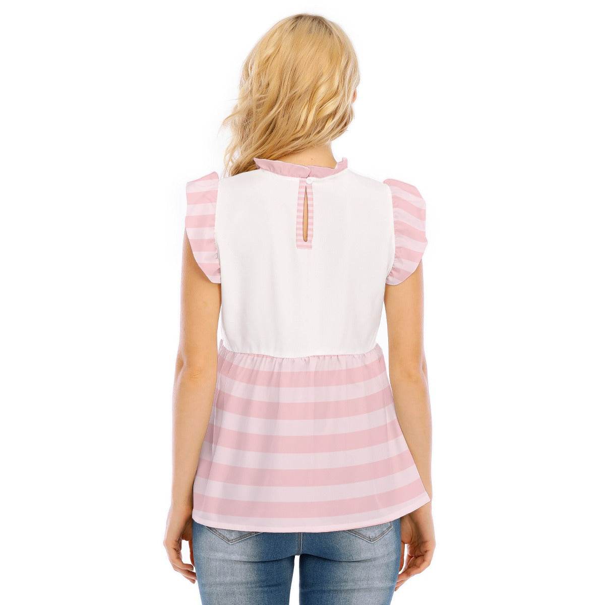 Kawaii Piglet Pink Striped Ruffle Blouse - Puppy's Aesthetics