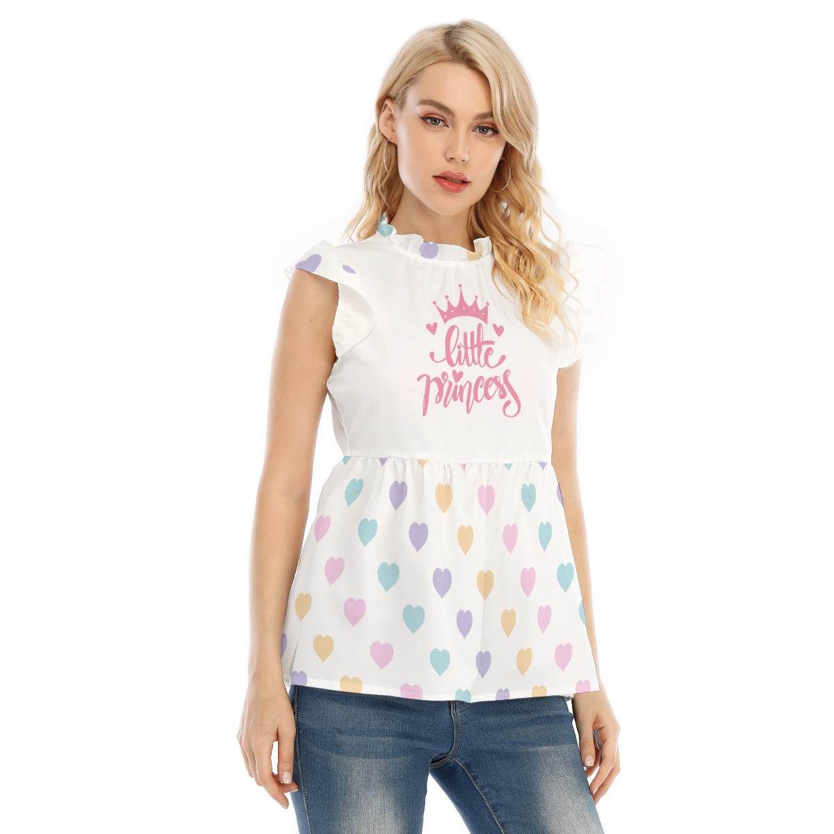 'Little Princess' Pastel Hearts Ruffle Blouse - Puppy's Aesthetics