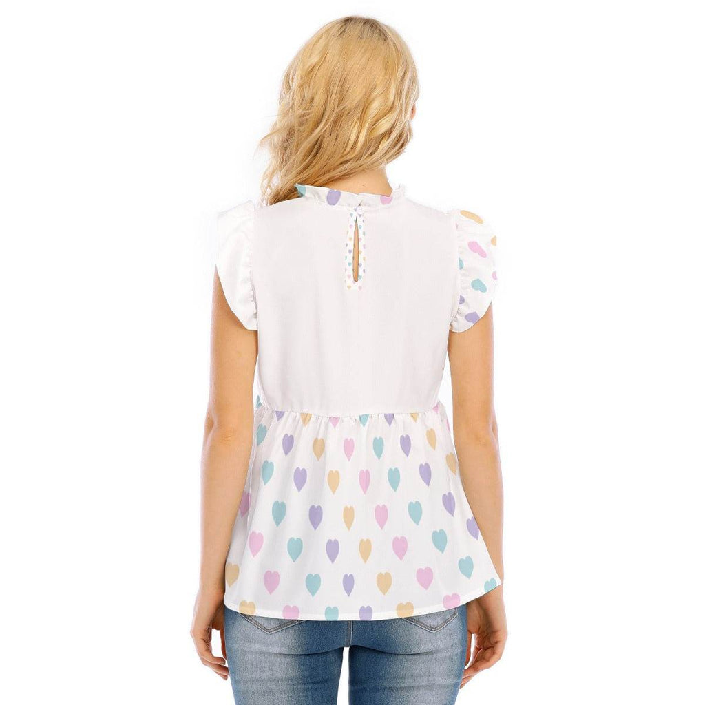 'Little Princess' Pastel Hearts Ruffle Blouse - Puppy's Aesthetics