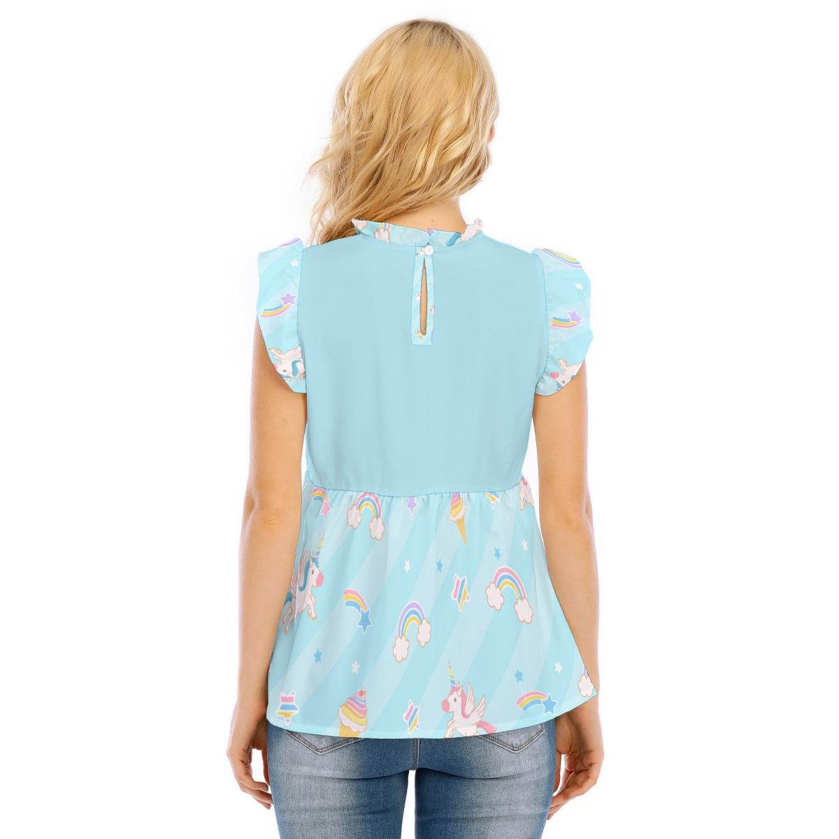 Pretty Pastel Unicorn Rainbow Ruffle Blouse - Puppy's Aesthetics