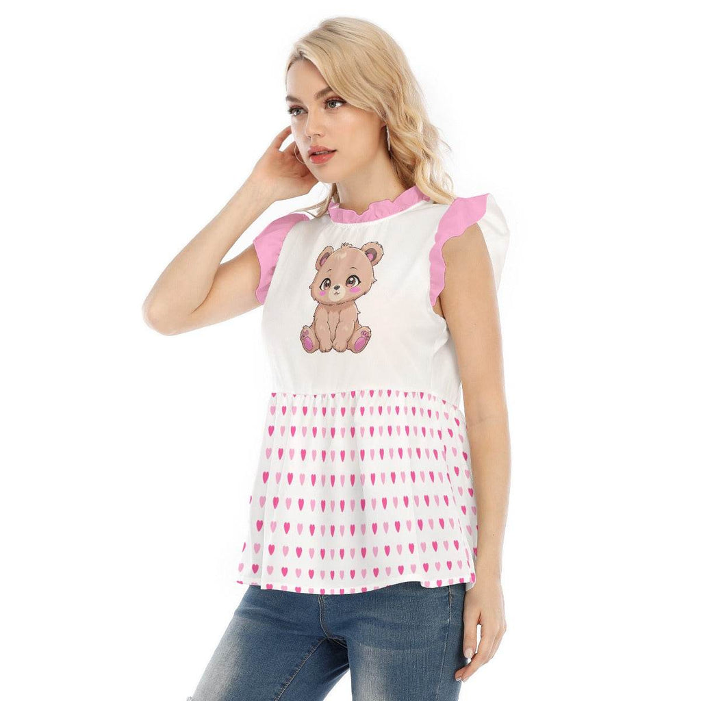 Sweetheart Bear Ruffle Blouse - Puppy's Aesthetics