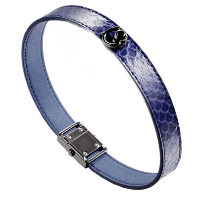 Snake Blue Leather BDSM Collar Blue